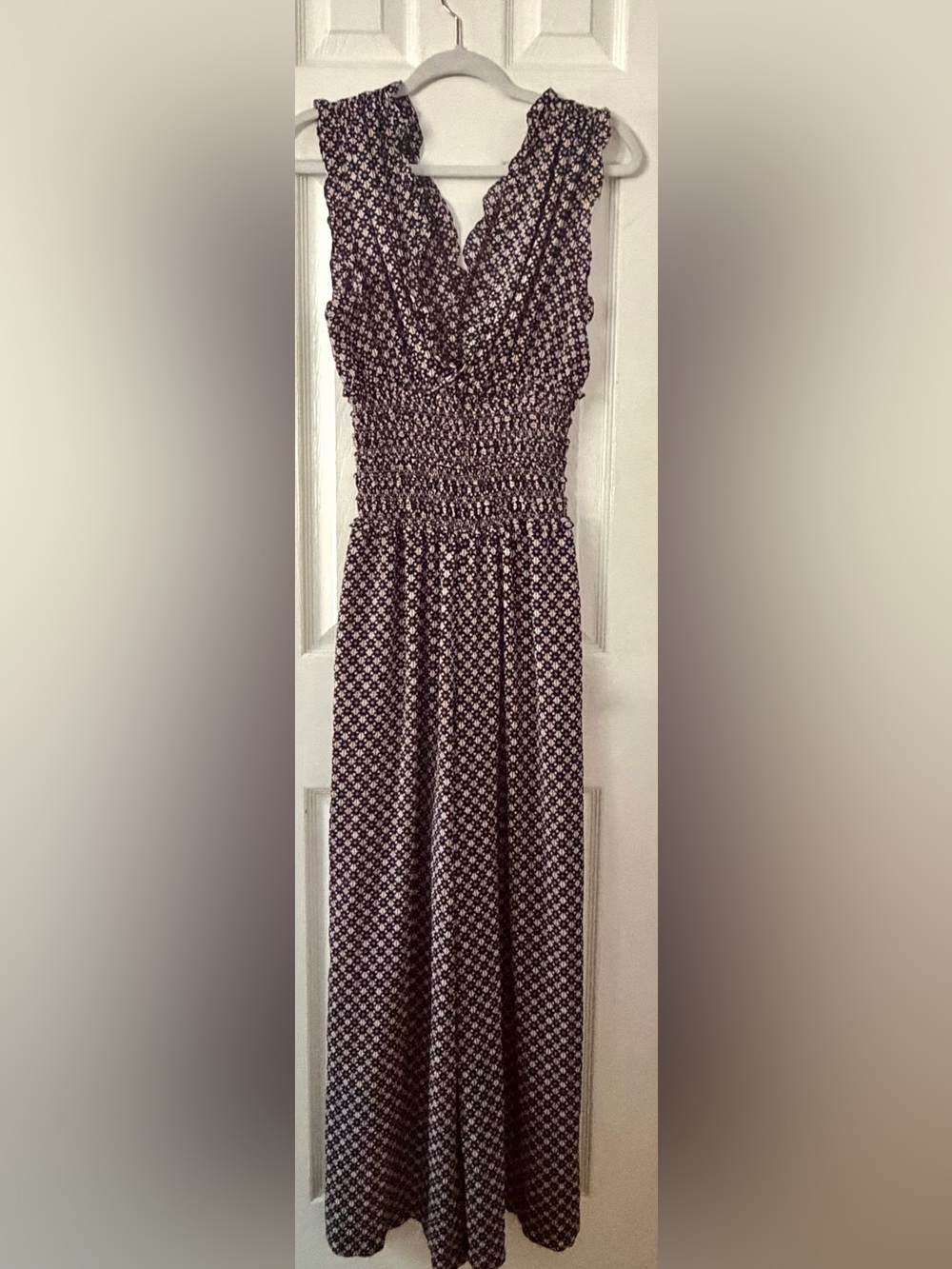 Max Studio Printed Jumpsuit with Smocked Waist
